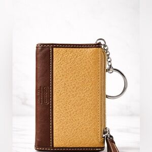 Coach Gold and Brown Leather Accessory